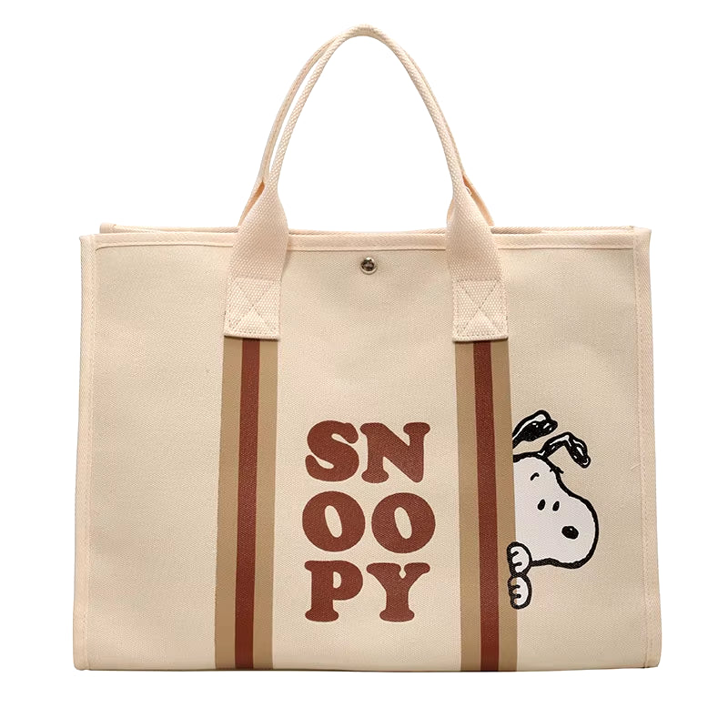 Cartoon Cute Print Snoopy Canvas Bag Large Capacity Tote Bag Women'S Handbag Fashion Shoulder Bag Shopping Bag