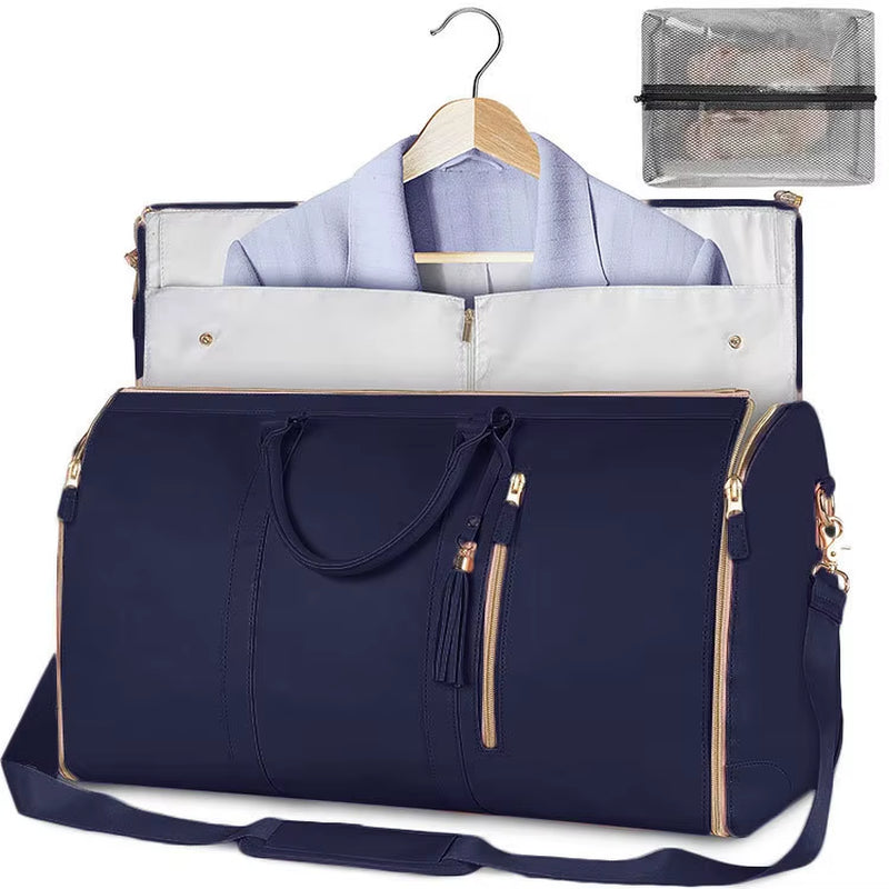 Foldable Women'S Travel Convenient Carry-On Clothing Bag Large PU Leather Duffel Bag Women'S Business Travel Bag