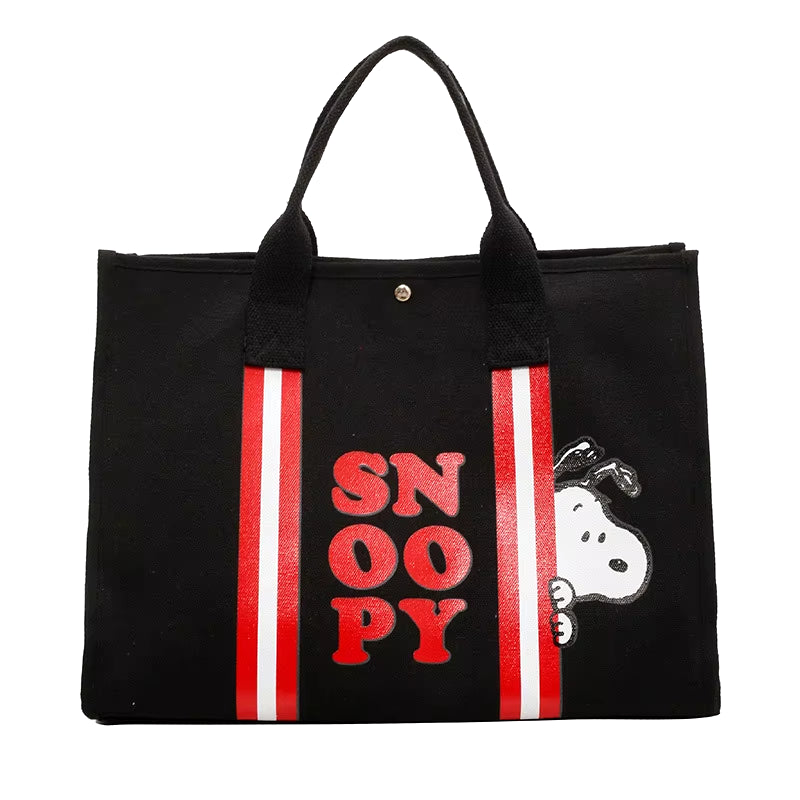 Cartoon Cute Print Snoopy Canvas Bag Large Capacity Tote Bag Women'S Handbag Fashion Shoulder Bag Shopping Bag