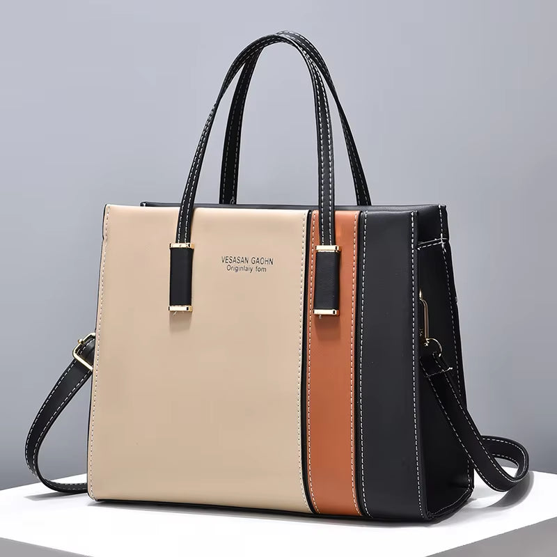 Patchwork Handbags for Women Adjustable Strap Top Handle Bag Large Capacity Totes Shoulder Bags Fashion Crossbody Bags Work Gift