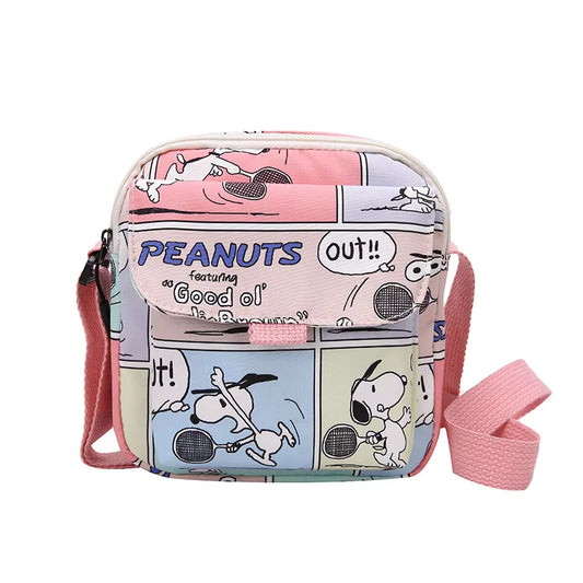 Cartoon Cute Snoopy Woman Shoulder Bag Girl Snoopy Pattern Nylon Crossbody Bag Large Capacity Lipstick Coin Storage Shoulder Bag