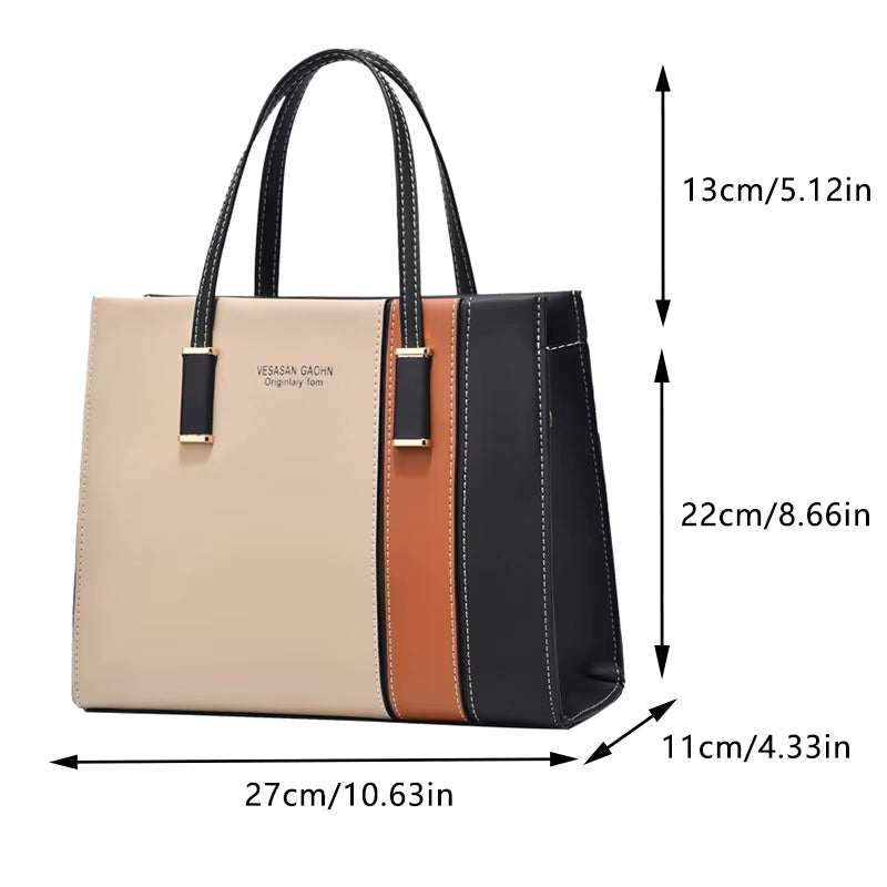 Patchwork Handbags for Women Adjustable Strap Top Handle Bag Large Capacity Totes Shoulder Bags Fashion Crossbody Bags Work Gift