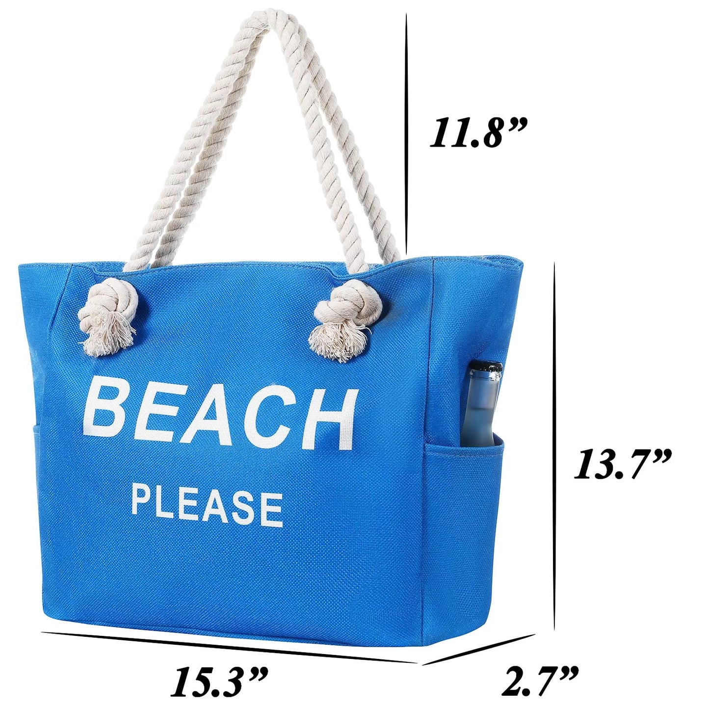 Women Large Canvas Beach Tote Bag with Inner Pockets , Waterproof Sandproof Handmade Tote Bags Zip Closure for Travel Vacation Gifts , Summer Cruise Pool Essentials Shoulder Crossbody Handbag