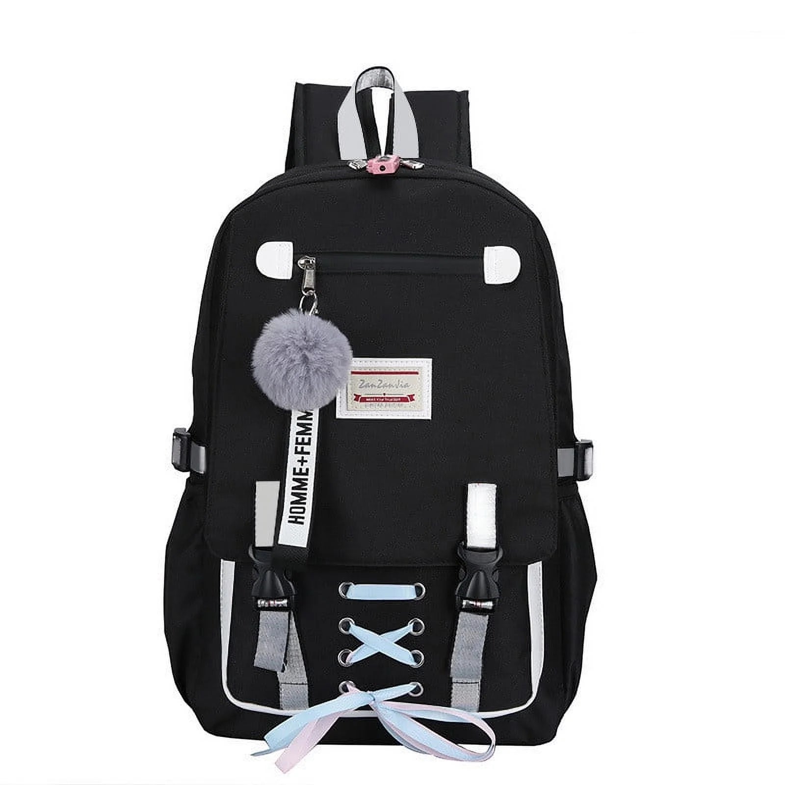 Women'S Cute Fashion Backpack with USB Port, Black